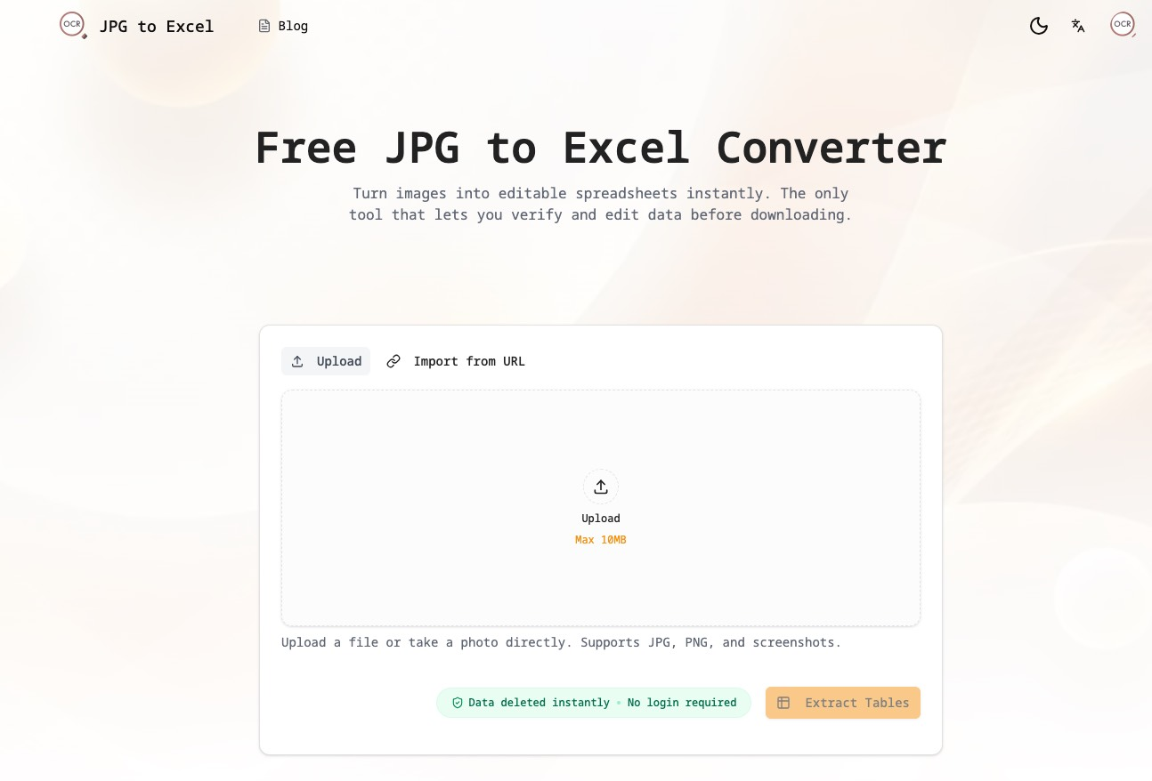 JPG to Excel Converter