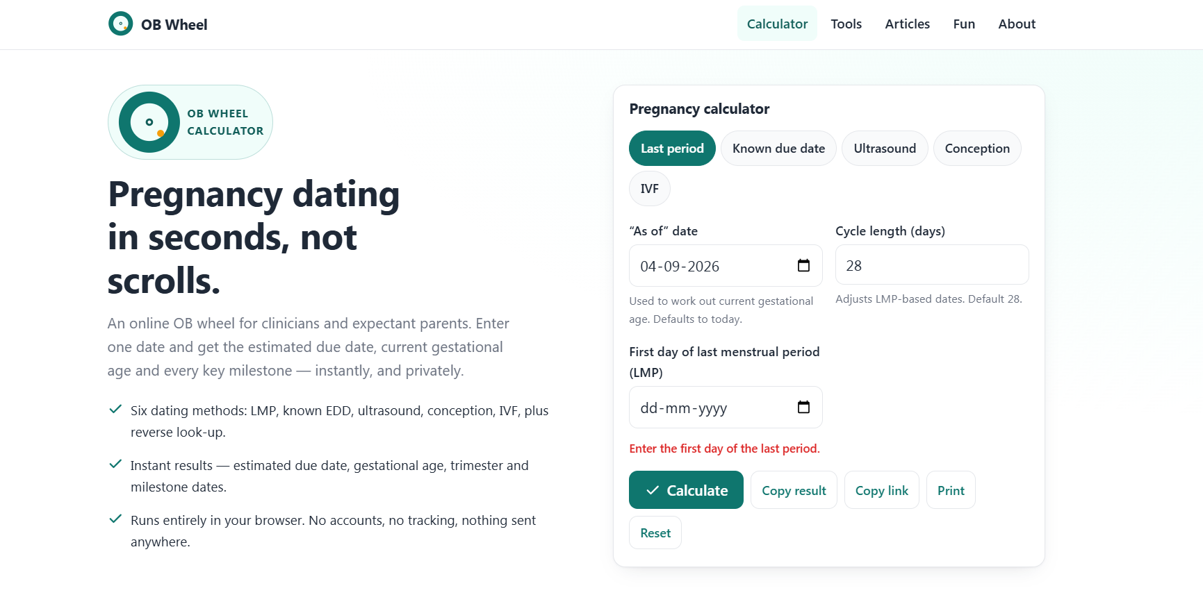 OB Wheel - Pregnancy Calculator